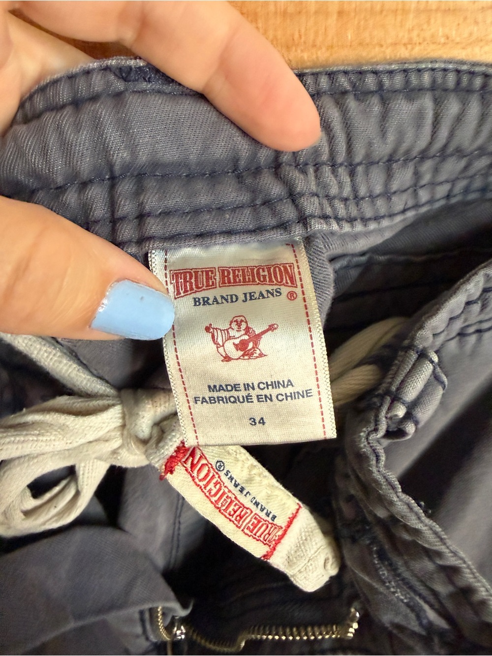 True Religion Y2K Vintage Men's Cargo Pants Slate Blue Flap Pocket 34 Wide Leg - Picture 8 of 14